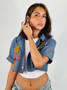 Women's cropped button up